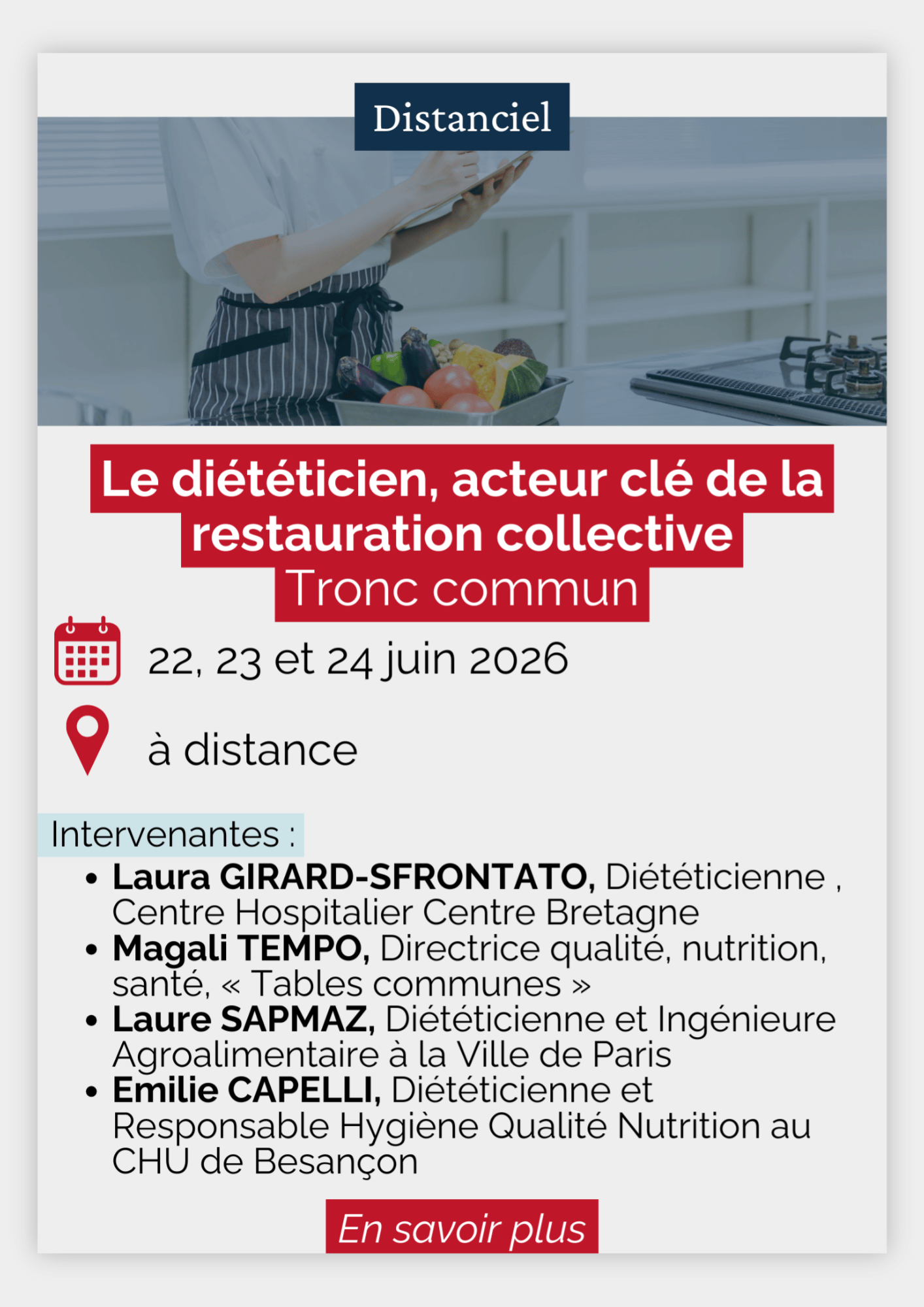 Le diététicien, acteur clé de la restauration collective Tronc commun