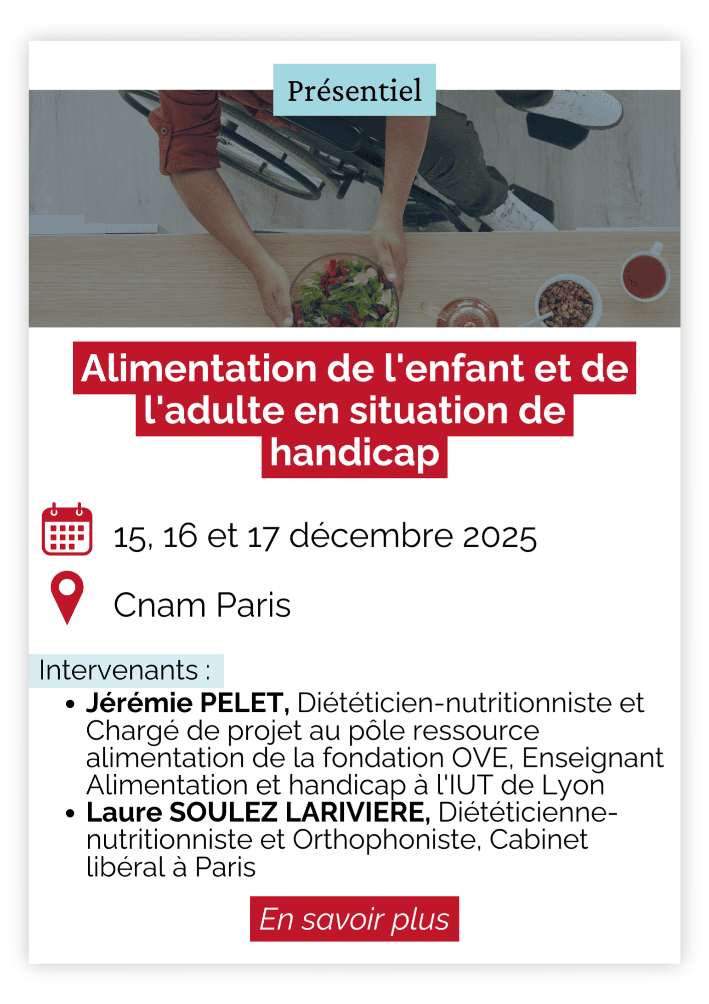 Alimentation de l'enfant et de l'adulte en situation de handicap