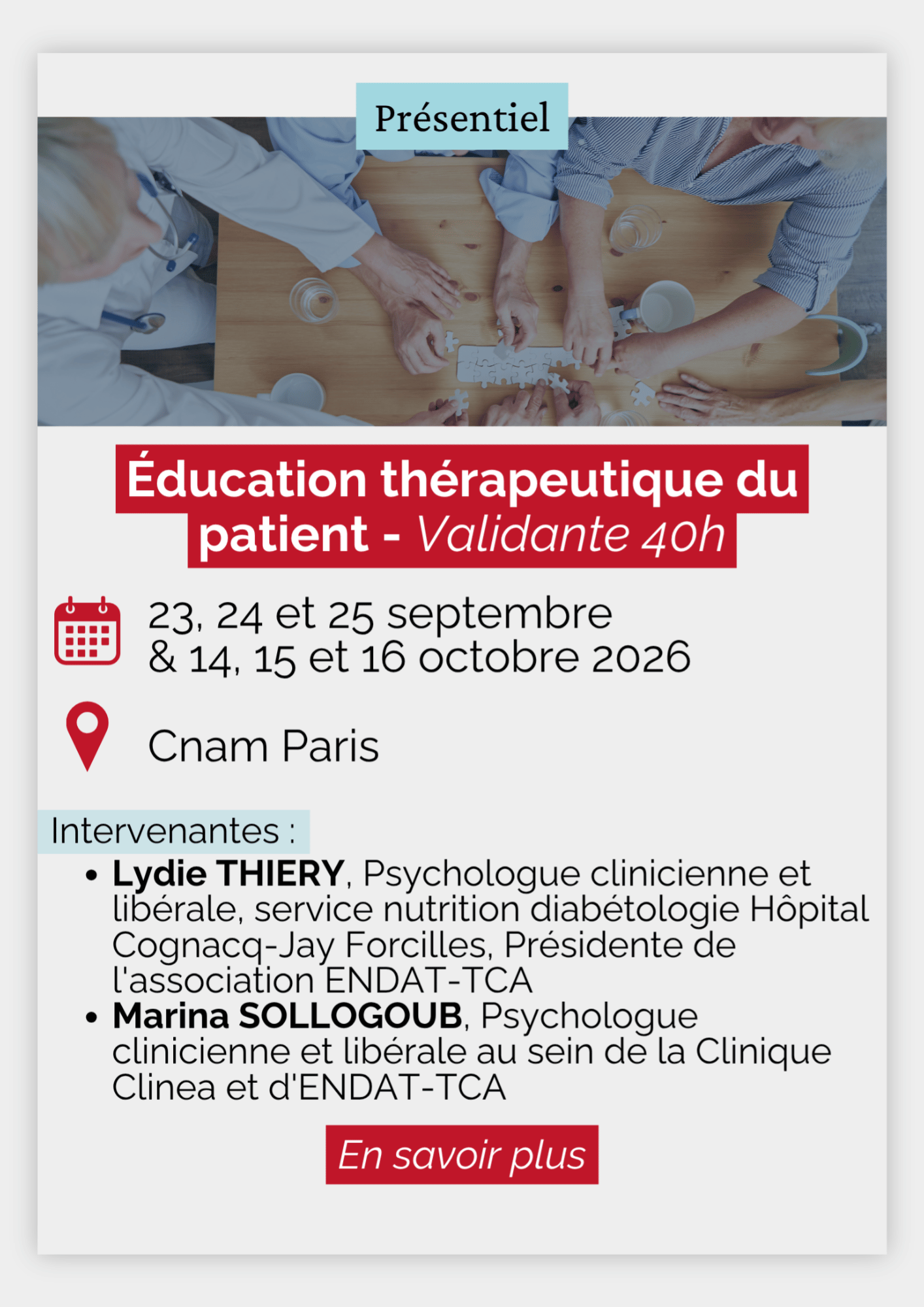 Éducation thérapeutique du patient - Validante 40h