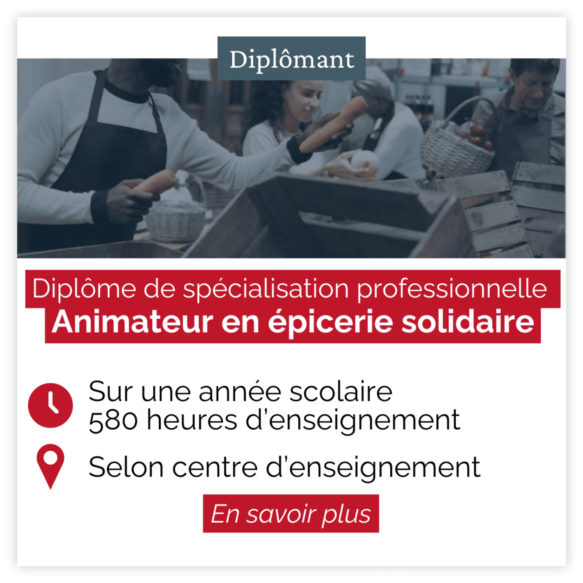 Diplôme de spécialisation professionnelle - Animateur en épicerie solidaire