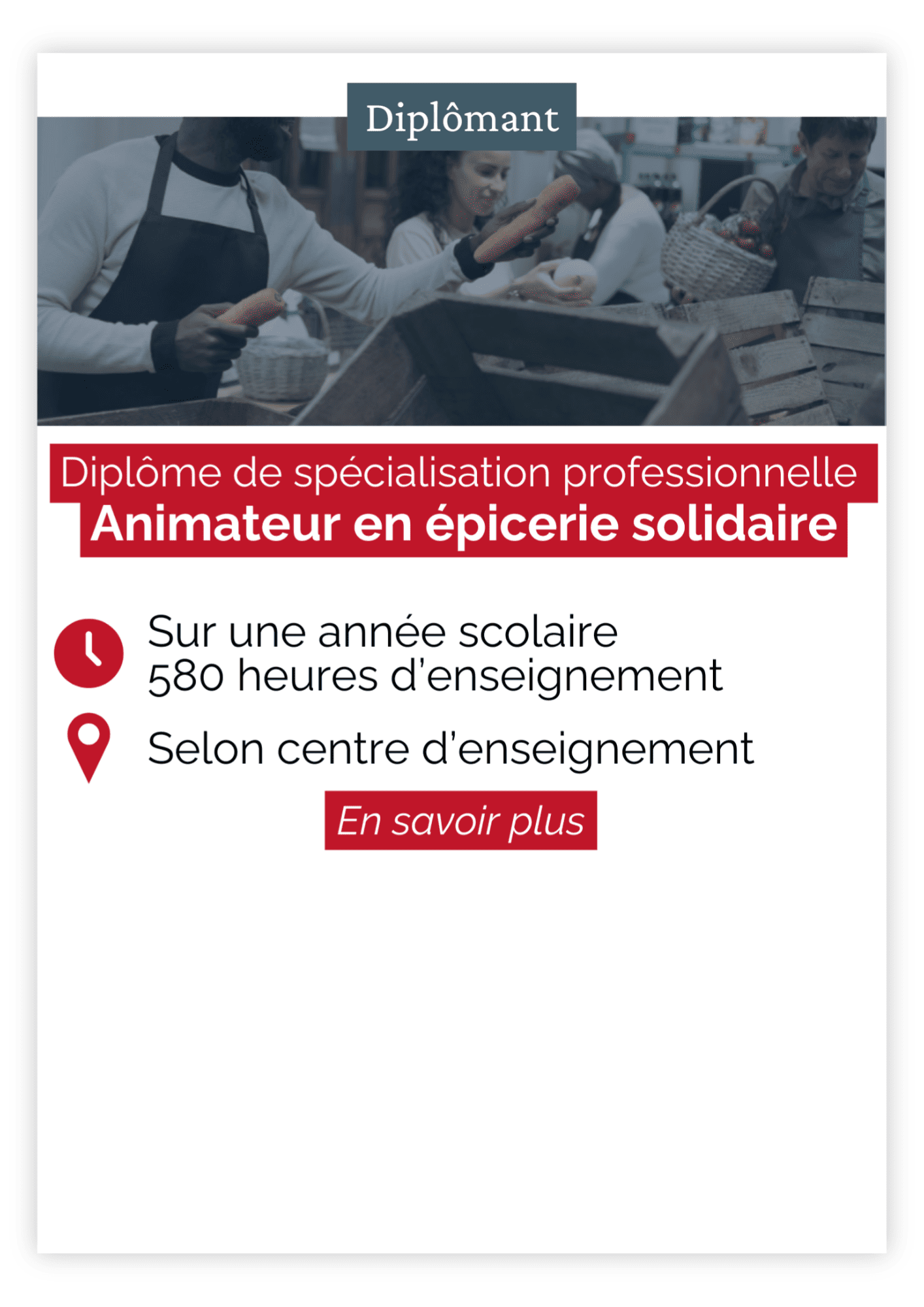 Diplôme de spécialisation professionnelle - Animateur en épicerie solidaire