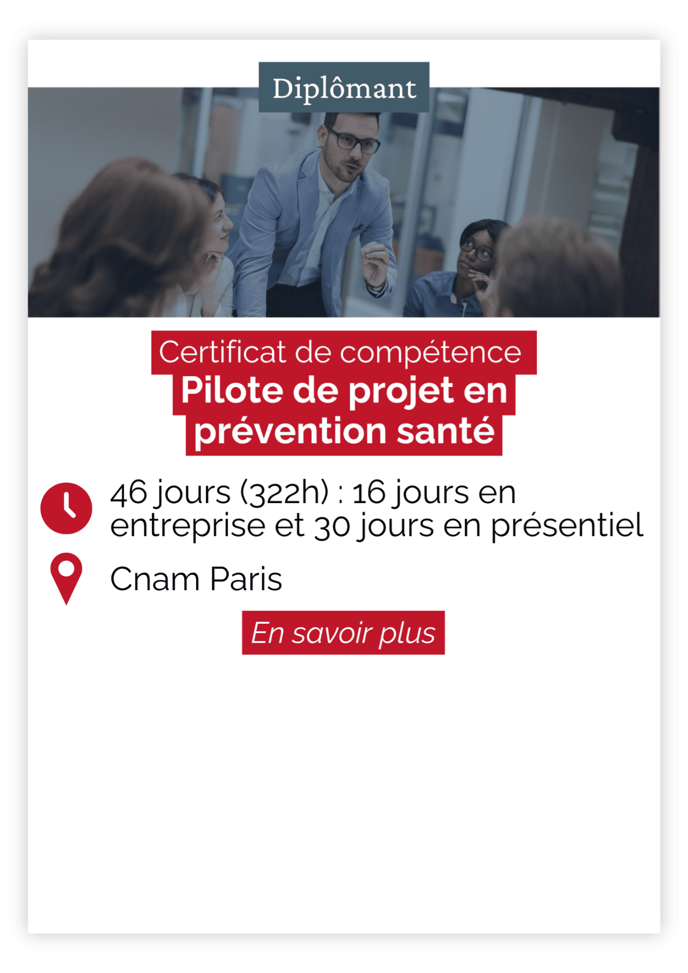 Certificat de compétence - Pilote de projet en prévention santé