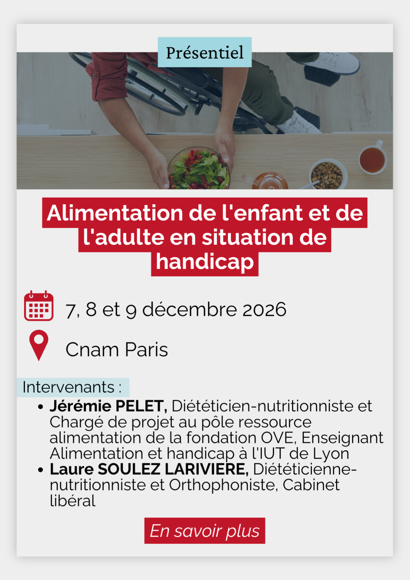 Alimentation de l'enfant et de l'adulte en situation de handicap