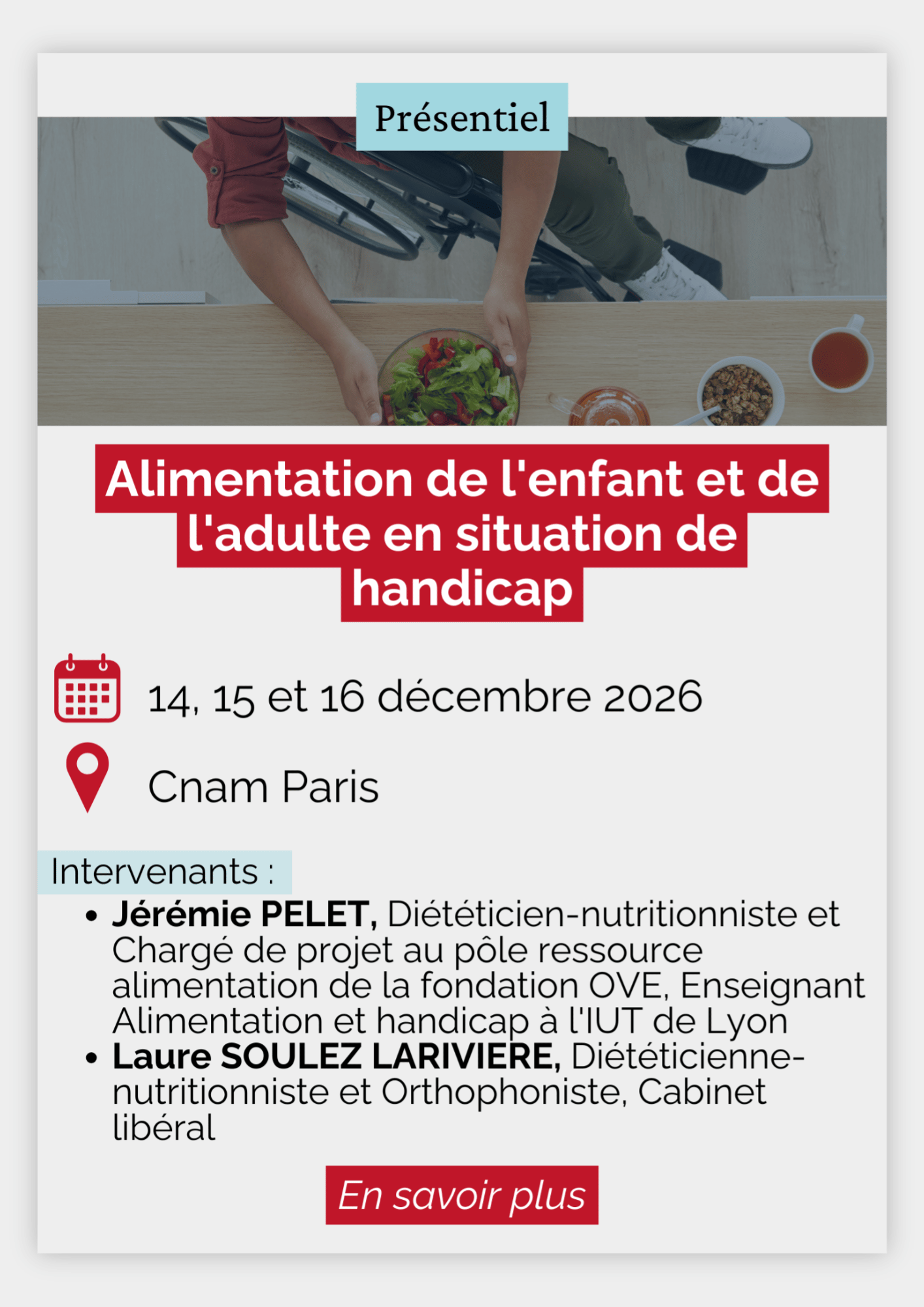 Alimentation de l'enfant et de l'adulte en situation de handicap