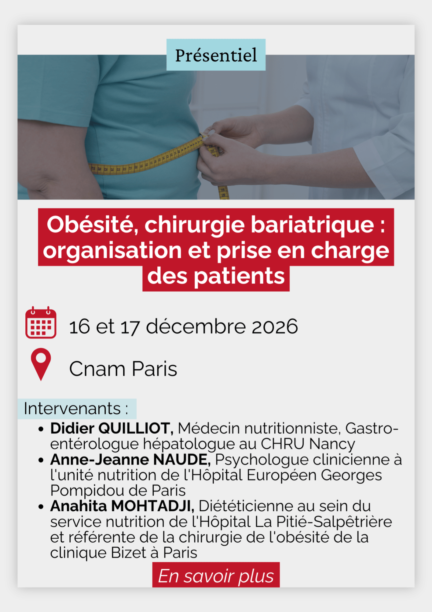 Obésité, chirurgie bariatrique : organisation & prise en charge des patients