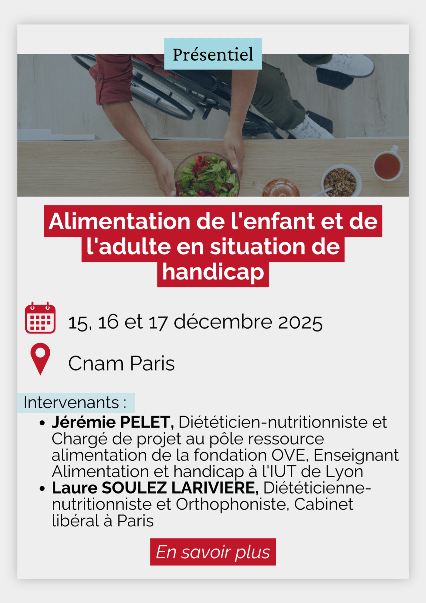 Alimentation de l'enfant et de l'adulte en situation de handicap