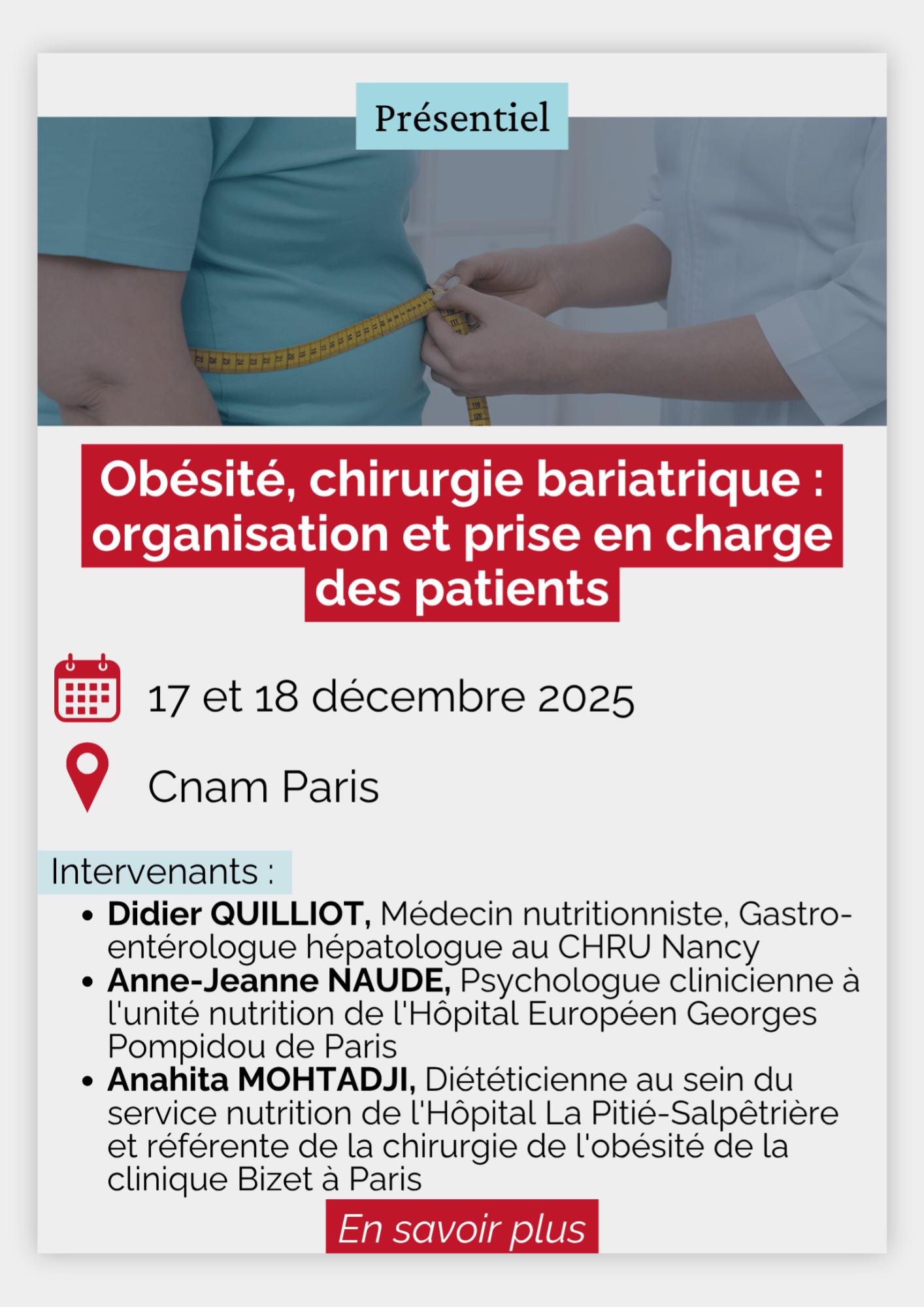 Obésité, chirurgie bariatrique : organisation et prise en charge des patients