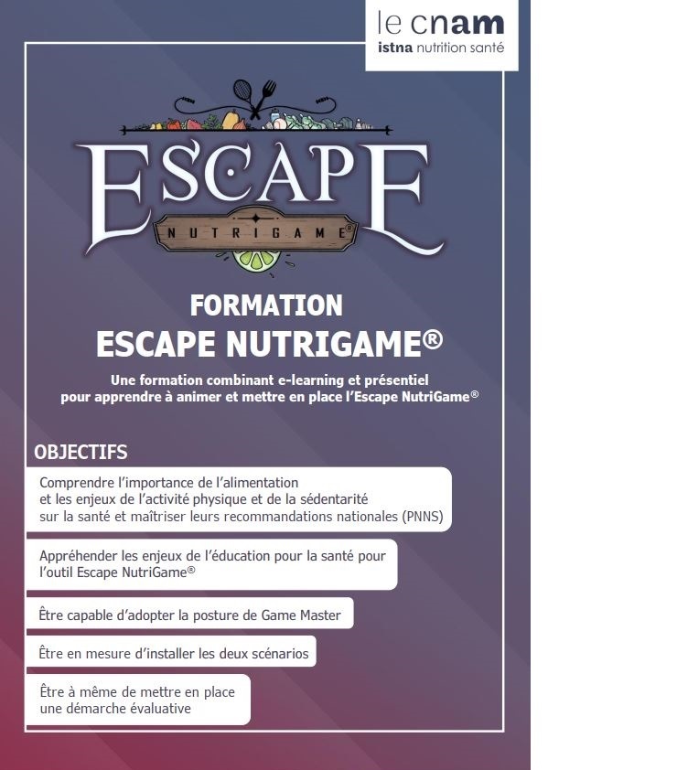 Formation à l'Escape NutriGame, outil d'éducation pour la santé du Cnam-ISTNA