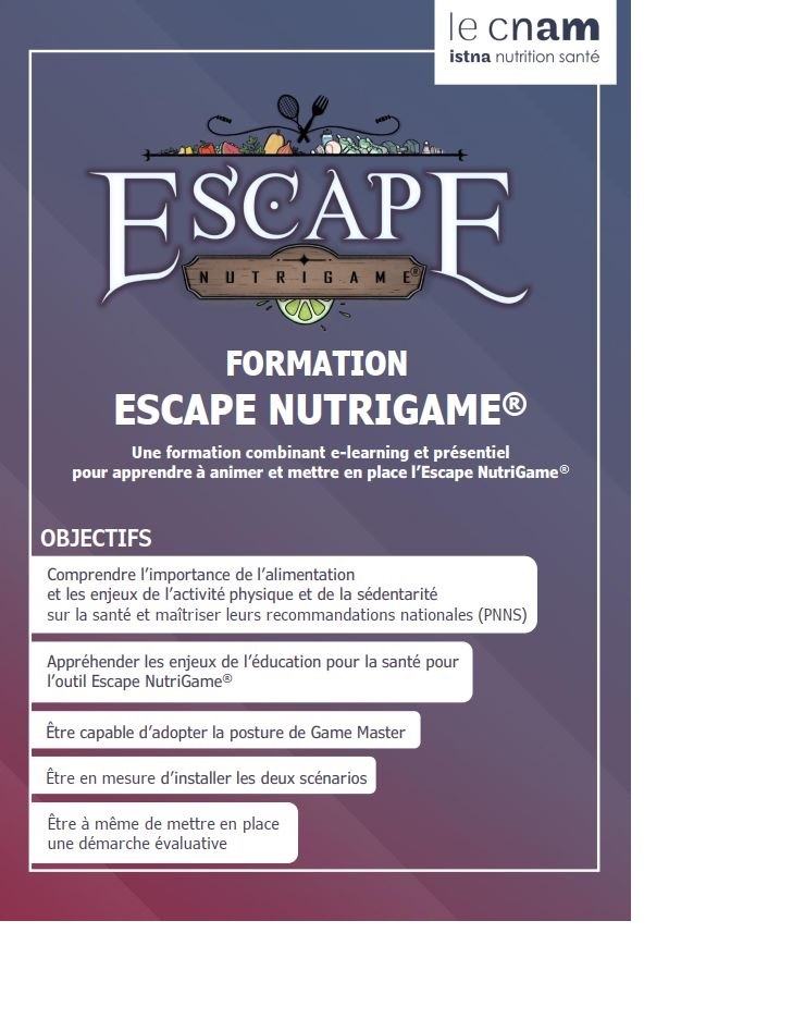 Formation à l'Escape NutriGame, outil d'éducation pour la santé du Cnam-ISTNA